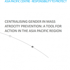 Title page of Gender in Mass Atrocity Prevention report